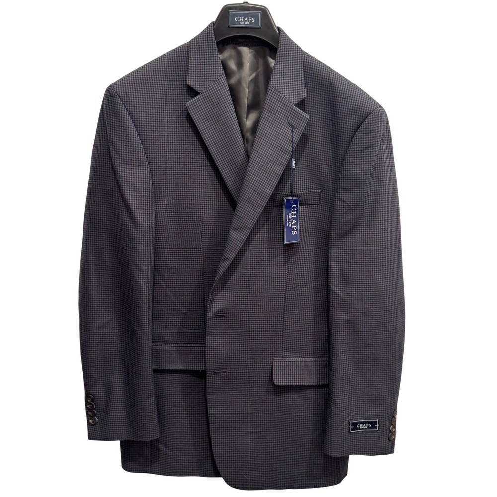 Chaps Men's Grey/Black Check Blazer –‎ 42 Long, Classic Fit